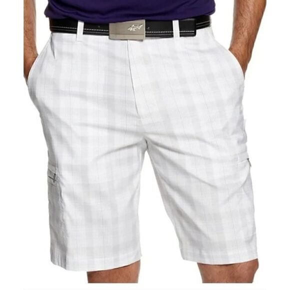 Greg Norman Men's Tasso Elba Tech Plaid Golf Shorts Size 40 Color Gray - Picture 9 of 9